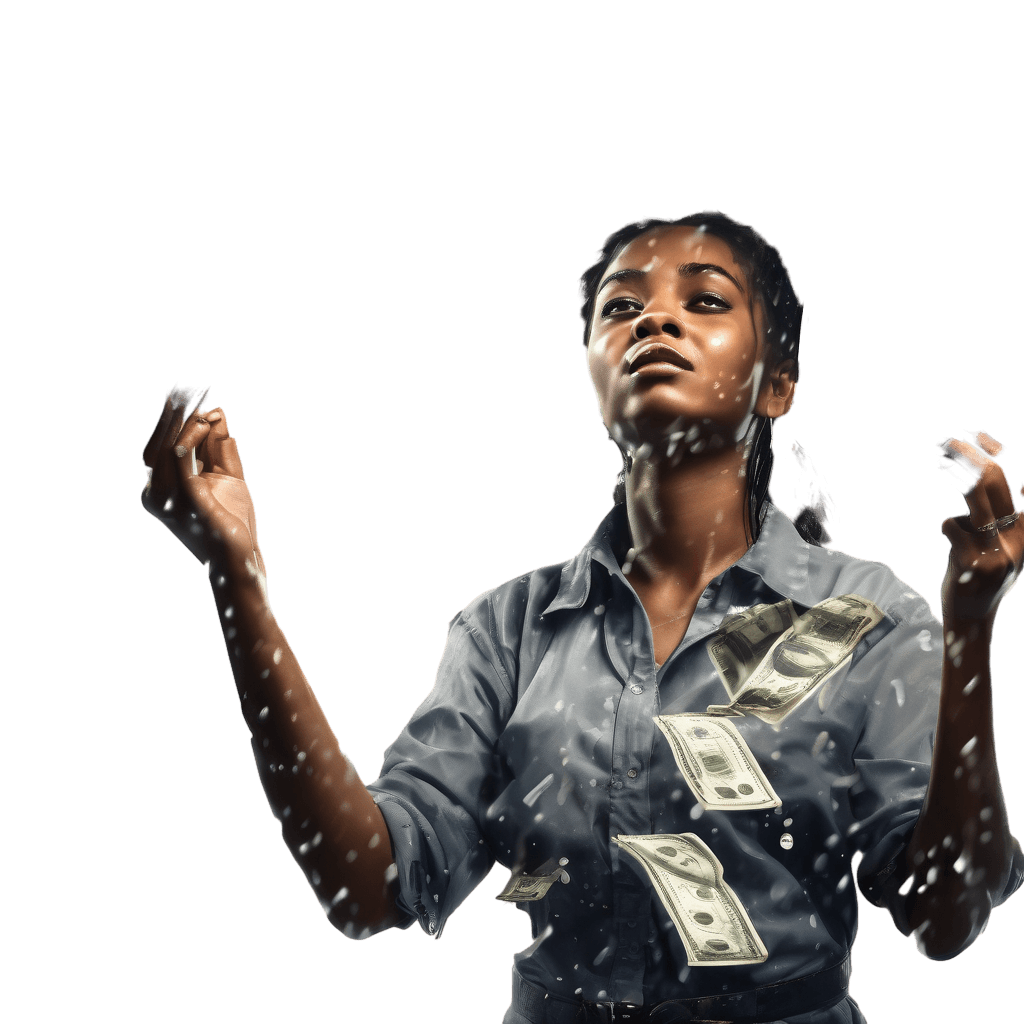 A YOUNG TOWNSHIP FEMALE WITH MONEY POURING LIKE RAIN OVER HER