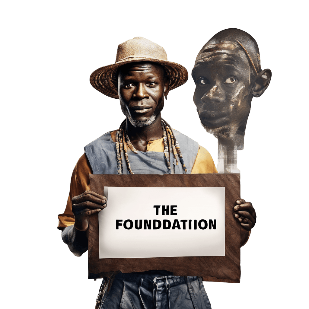 An African man with a placard written, The R10-Billion Foundation